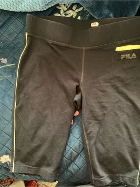 Fila Black Bike Shorts with Yellow Trim